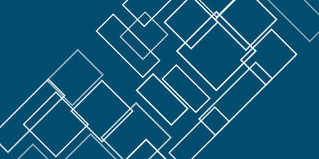 Simple Overlapping Rectangular Frames of Various Sizes, Colored in Shades of White and Blue - Geometric Shapes Pattern, Gradient Texture on Wide Scale Background - Design Template in Editable Vectorのイラスト素材