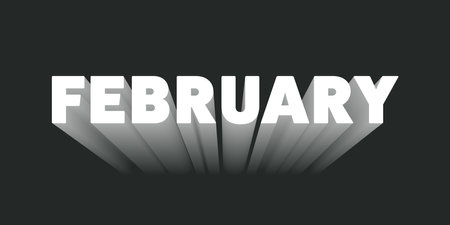 Dark Gray Bold Big 3D February Typography or Banner Design with Gradient Effectのイラスト素材