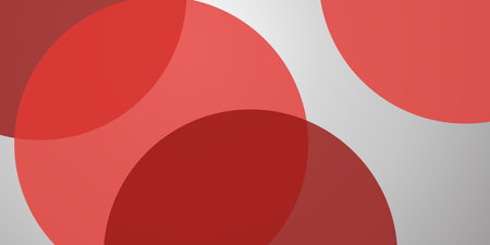 Minimalist abstract geometric design with bold red and gray colored round layers, modern, dynamic composition with curved shapes and strong contrasts, ideal for backgrounds, branding, and digital art.のイラスト素材