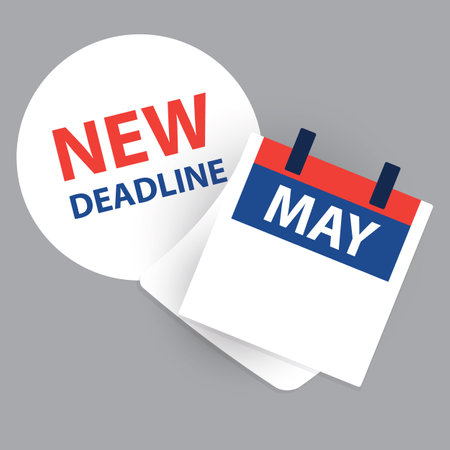 Modern Style General New Deadline Announcement Banner Template with Calendar, Ring Binder for Month of March and with Copy Space, Empty Place for the Exact Date, Day Number of the Monthのイラスト素材