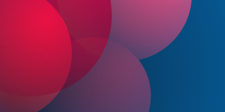 Modern Style Background, Header or Banner Design with Large Red Overlapping Bubbles Pattern, Multi Purpose Creative Wide Scale Template for Web with Copyspace in Editable Vector Formatのイラスト素材