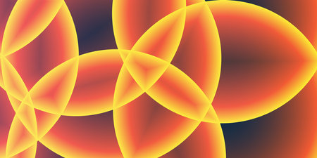 Abstract Background, Header or Banner Design with Large Orange, Red and Yellow Overlaying Globes, Bubbles Pattern - Multi Purpose Creative Wide Scale Template for Web in Editable Vector Formatのイラスト素材