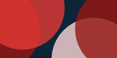 Minimalist abstract geometric design with bold red and black colors. A modern, dynamic composition with layers of curved shapes and strong contrasts, ideal for backgrounds, branding, and digital art.のイラスト素材