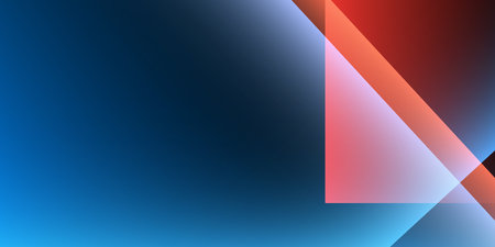 Abstract background featuring a smooth blue gradient with overlapping transparent red geometric shapes. Ideal for business presentations, website design, digital marketing and modern branding projectsのイラスト素材