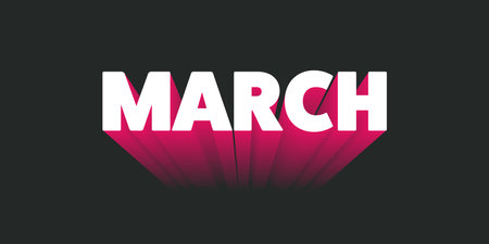 Dark Colorful Bold Big 3D March Text, Month Name Typography, Banner Design with Gradient Effect....