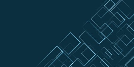 Simple Overlapping Rectangular Frames of Various Sizes, Colored in Shades of Blue - Geometric Shapes Pattern, Texture on Wide Scale Background - Design Template in Editable Vectorのイラスト素材