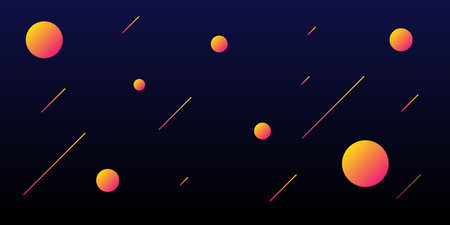 Modern Style Minimalist Background, Header or Banner Design with Cosmic Scene: Planets, Particles, Comets - Multi Purpose Creative Wide Scale Template for Web with Copyspace in Editable Vector Formatのイラスト素材