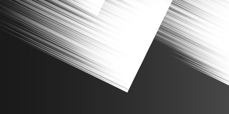 Black and white abstract image design with diagonal, shiny slanted striped patterned overlapping square shapes on a dark background. The dynamic, modern composition conveys movement and energy.のイラスト素材