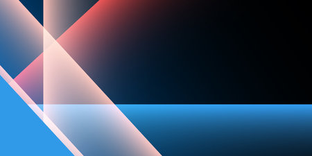 Abstract background featuring a smooth blue gradient with overlapping transparent red geometric shapes. Ideal for business presentations, website design, digital marketing and modern branding projectsのイラスト素材