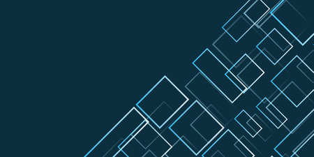 Simple Overlapping Rectangular Frames of Various Sizes, Colored in Shades of Blue - Geometric Shapes Pattern, Gradient Texture on Wide Scale Background - Design Template in Editable Vectorのイラスト素材