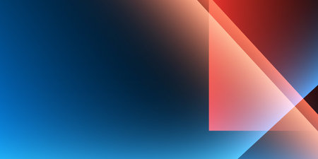 Abstract background featuring a smooth blue gradient with overlapping transparent red geometric shapes. Ideal for business presentations, website design, digital marketing and modern branding projectsのイラスト素材