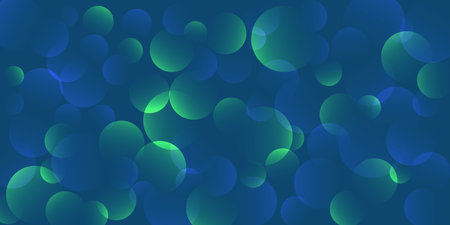 A dark blue abstract background with colorful overlapping translucent circles and gentle gradients. The design creates a visually appealing and versatile backdrop for various creative projects.のイラスト素材