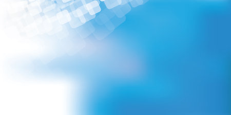 A soft abstract vector background with overlapping, translucent rounded squares in blue and bright white light on blue backdrop. Creates a calm, ethereal texture with a sense of depth and serenity.のイラスト素材