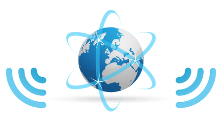 Network planet blue wavesのイラスト素材