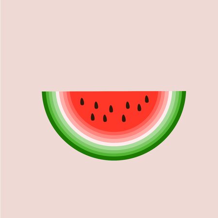 Slice of watermelon vector illustration over pink backgroungのイラスト素材