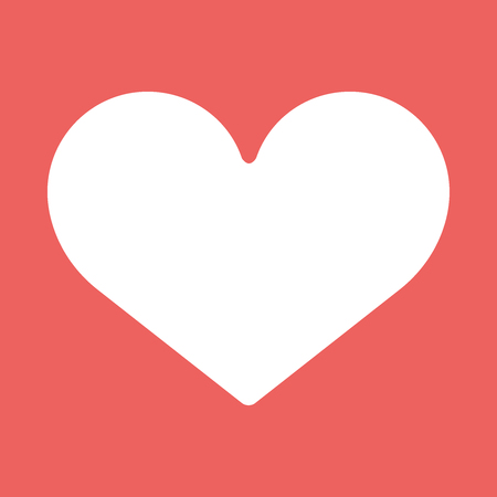 Heart vector flat icon illustration. White symbol of love on red backgroundのイラスト素材