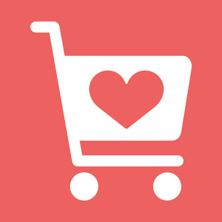 Store cart icon with shape of the heart. Flat vector illustration EPS10の写真素材