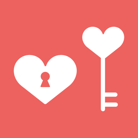 heart, lock Happy Valentine day icon in flat minimalistic style illustration EPS10の写真素材