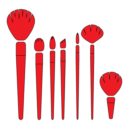 Makeup brushes set flat icon illustration eps 10のイラスト素材