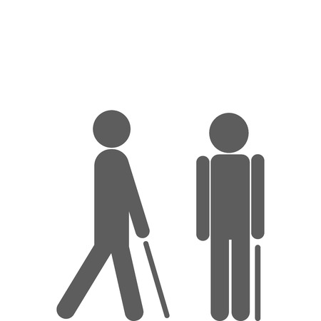 Man walking with cane. Vector flat icon illustration EPS 10.のイラスト素材