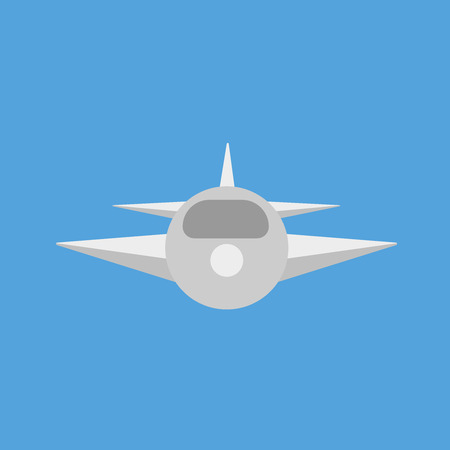 Airplane on blue background. Plane flying in the sky. Aircraft flat style vector illustration EPS10.のイラスト素材