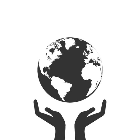 Hands holding earth web black icon.のイラスト素材