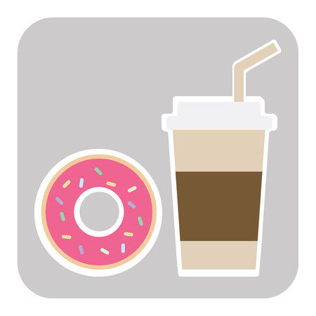 Coffee and donut illustration Vector flat icon illustration eps10のイラスト素材