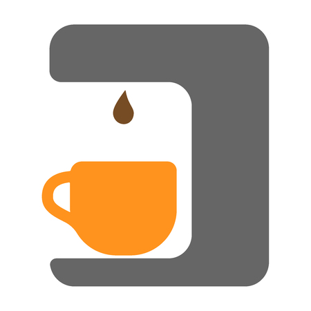 Coffee machine vector. Icon eps10 illustration flatのイラスト素材