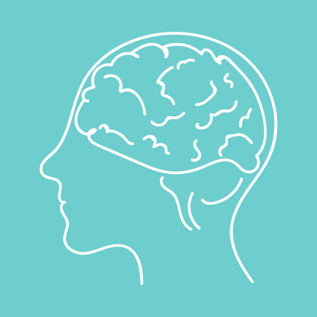 Line icon - brain vector flat illustration eps10のイラスト素材