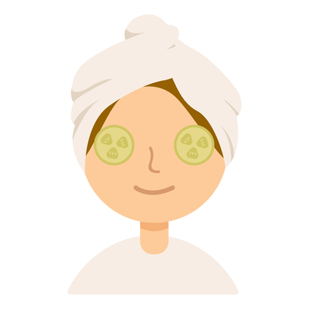 Attractive woman with a mask on the face.   Vector flat illustration eps10のイラスト素材