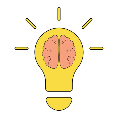 Human brain in lightbulb idea concept flat icon isolated on white background vector illustration eps10のイラスト素材