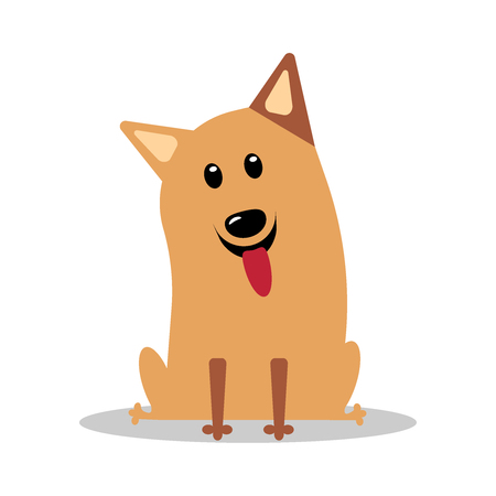 Happy cartoon puppy sitting, Portrait of cute little dog wearing. Dog friend. Vector illustration. Isolated on white background. Illustration eps10 flat iconのイラスト素材
