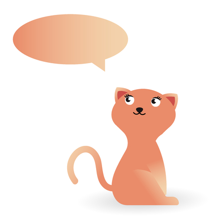 The pet sits. The fat cat thinks. An animal with a bladder overhead. Cute and funny sweet cat character, cartoon isolated on white background. Cute and funny cat character, nice and sweet. Sitting cute vector cats. Cat. Brown cat illustration eps 10のイラスト素材