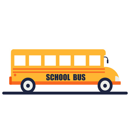 Back to school vector concept illustration. Riding on yellow bus. Colorful background, concept poster excursion or tripのイラスト素材