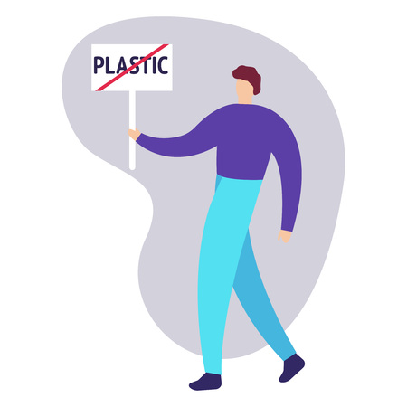 Man protest hand banner icon. Simple illustration of man protest hand banner vector icon for web design isolated on white background. concept plastic, zero waste, ecology, planet protection. Vector flat icon eps10のイラスト素材