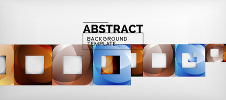Abstract geometric background. Glossy square shapes composition on grey, minimalistic style template...