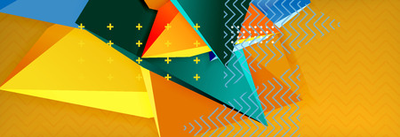 Vector 3d triangular shapes abstract background, origami futuristic template with lines