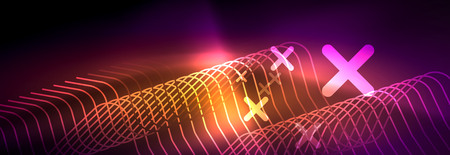 Glowing neon abstract lines, techno futuristic templateのイラスト素材