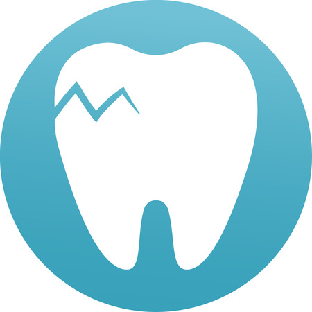 Cracked tooth flat icon, Dental and medicine. Dental Problem. Fractured and Chipped Teeth. Toothache, dental care concept. Unhealthy, cracked and broken teeth on blue background. Vector icon illustration eps10のイラスト素材