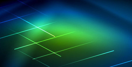 Neon glowing techno lines, blue hi-tech futuristic abstract background template with lightsのイラスト素材