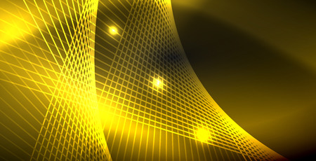 Neon color abstract lines on blackのイラスト素材