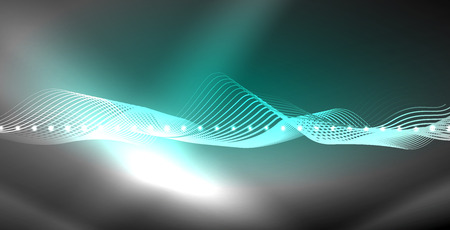 Neon lines shiny glowing background, vector futuristic techno templateのイラスト素材