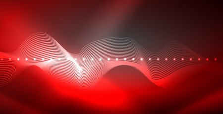 Neon lines shiny glowing background, vector futuristic techno templateのイラスト素材