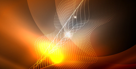 Glossy shiny glowing neon waves, magic space concept templateのイラスト素材