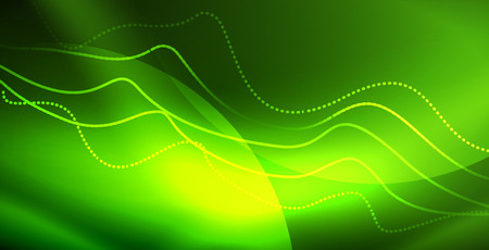 Glowing abstract wave on dark, shiny motion, magic space light. Vector techno abstract backgroundのイラスト素材
