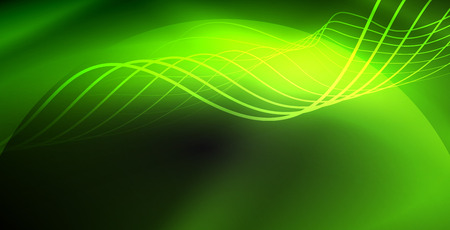 Glowing abstract wave on dark, shiny motion, magic space light. Vector techno abstract backgroundのイラスト素材