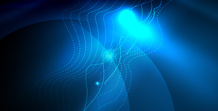 Color neon lights with waves abstract background. Vector illustrationのイラスト素材