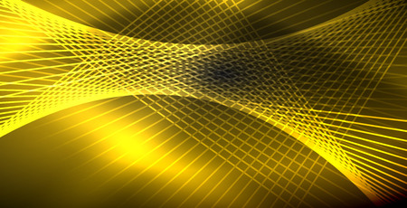 Neon color abstract lines on blackのイラスト素材