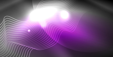 Glossy shiny glowing neon waves, magic space concept templateのイラスト素材
