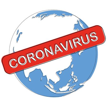 Corona global pandemic - planet earth encircled by virus Covid-19. Bacterial and viral infections attack vector.のイラスト素材
